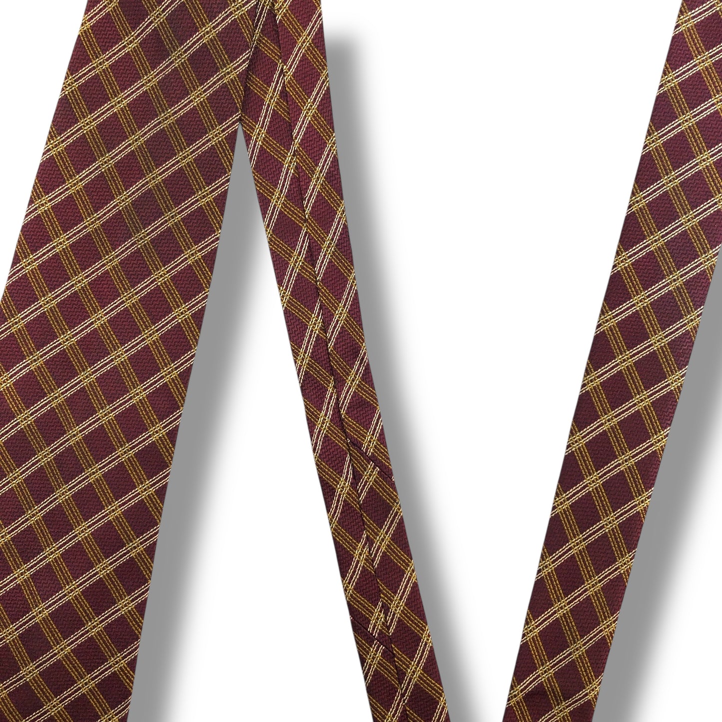 [7438] Good quality! Burberry tie, Bordeaux, check pattern 
