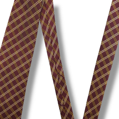 [7438] Good quality! Burberry tie, Bordeaux, check pattern 