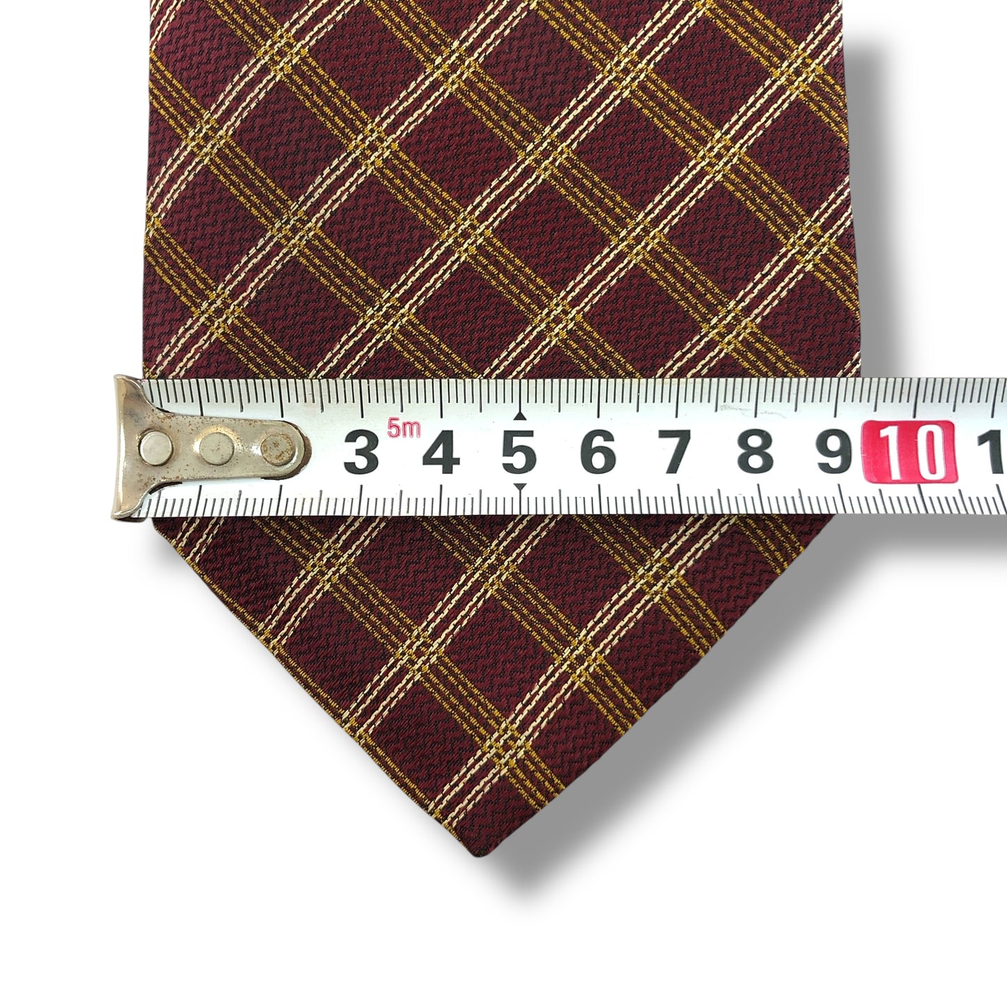 [7438] Good quality! Burberry tie, Bordeaux, check pattern 
