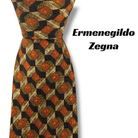 [7457] Good quality! Ermesil de Zegna tie in orange 