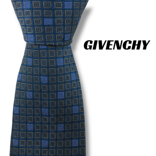 [7464] Beautiful item! Givenchy tie, blue, G pattern 