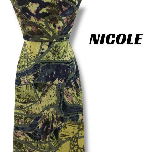 【7477】美品！ニコル　ネクタイ　グリーン系