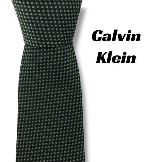 【7478】美品！カルバンクライン　ネクタイ　グリーン系