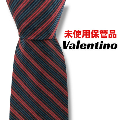 【7479】未使用保管品　ヴァレンティノ　ネクタイ　レッド　ネイビー系