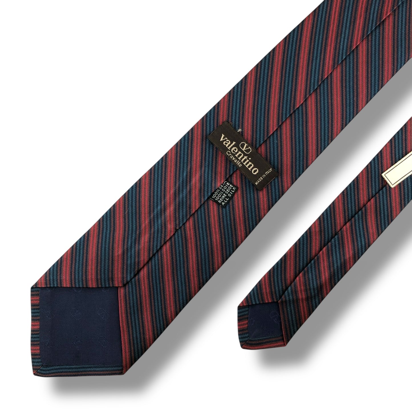 【7479】未使用保管品　ヴァレンティノ　ネクタイ　レッド　ネイビー系
