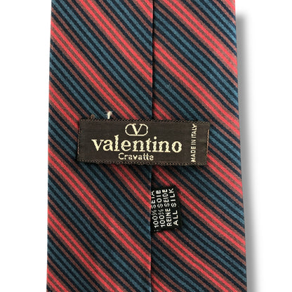 【7479】未使用保管品　ヴァレンティノ　ネクタイ　レッド　ネイビー系
