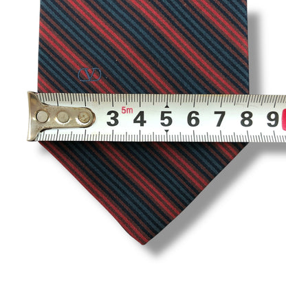 【7479】未使用保管品　ヴァレンティノ　ネクタイ　レッド　ネイビー系