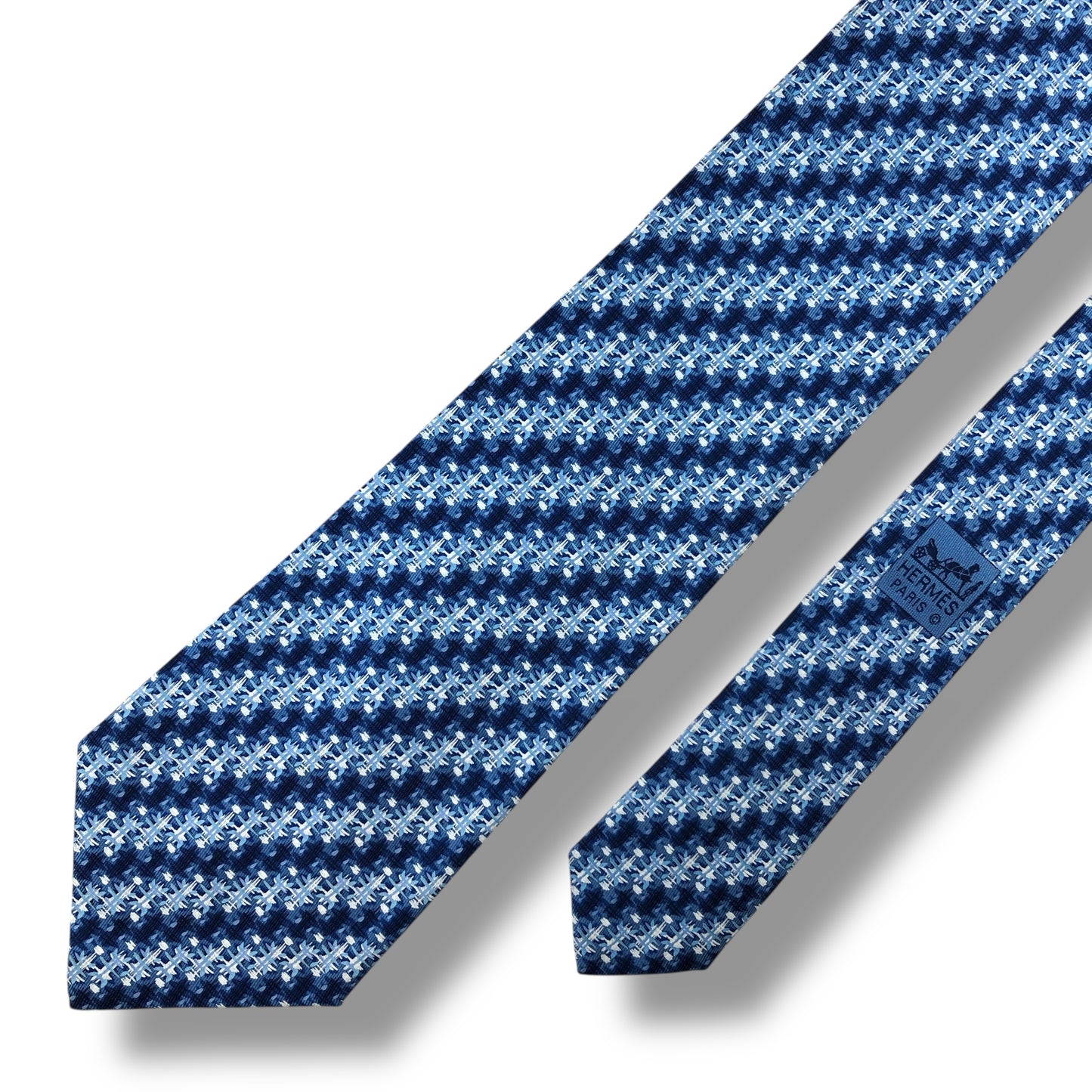 【7480】美品！エルメス　ネクタイ　ブルー系