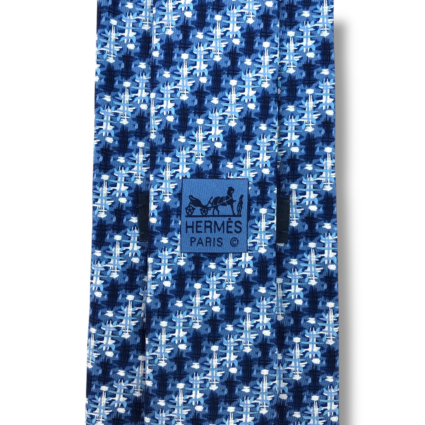 【7480】美品！エルメス　ネクタイ　ブルー系