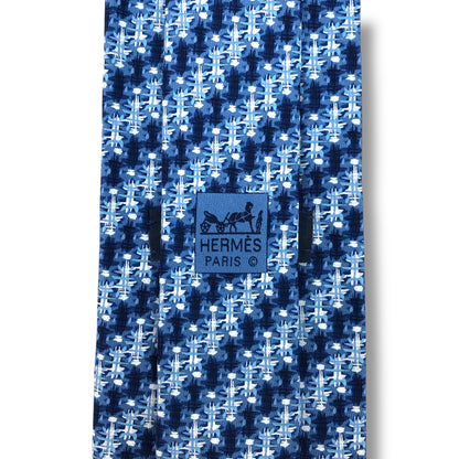 【7480】美品！エルメス　ネクタイ　ブルー系