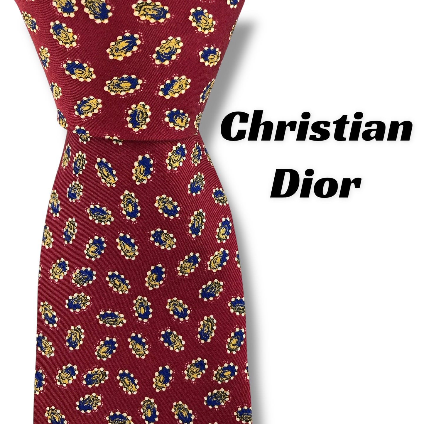 【7481】良品！クリスチャンディオール　ネクタイ　レッド系