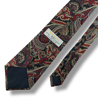 【7482】美品！アクアスキュータム　ネクタイ　ネイビー系　レッド系