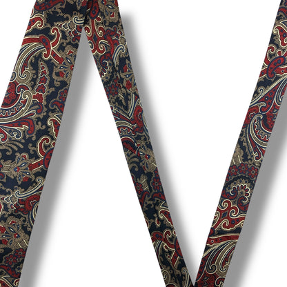 【7482】美品！アクアスキュータム　ネクタイ　ネイビー系　レッド系