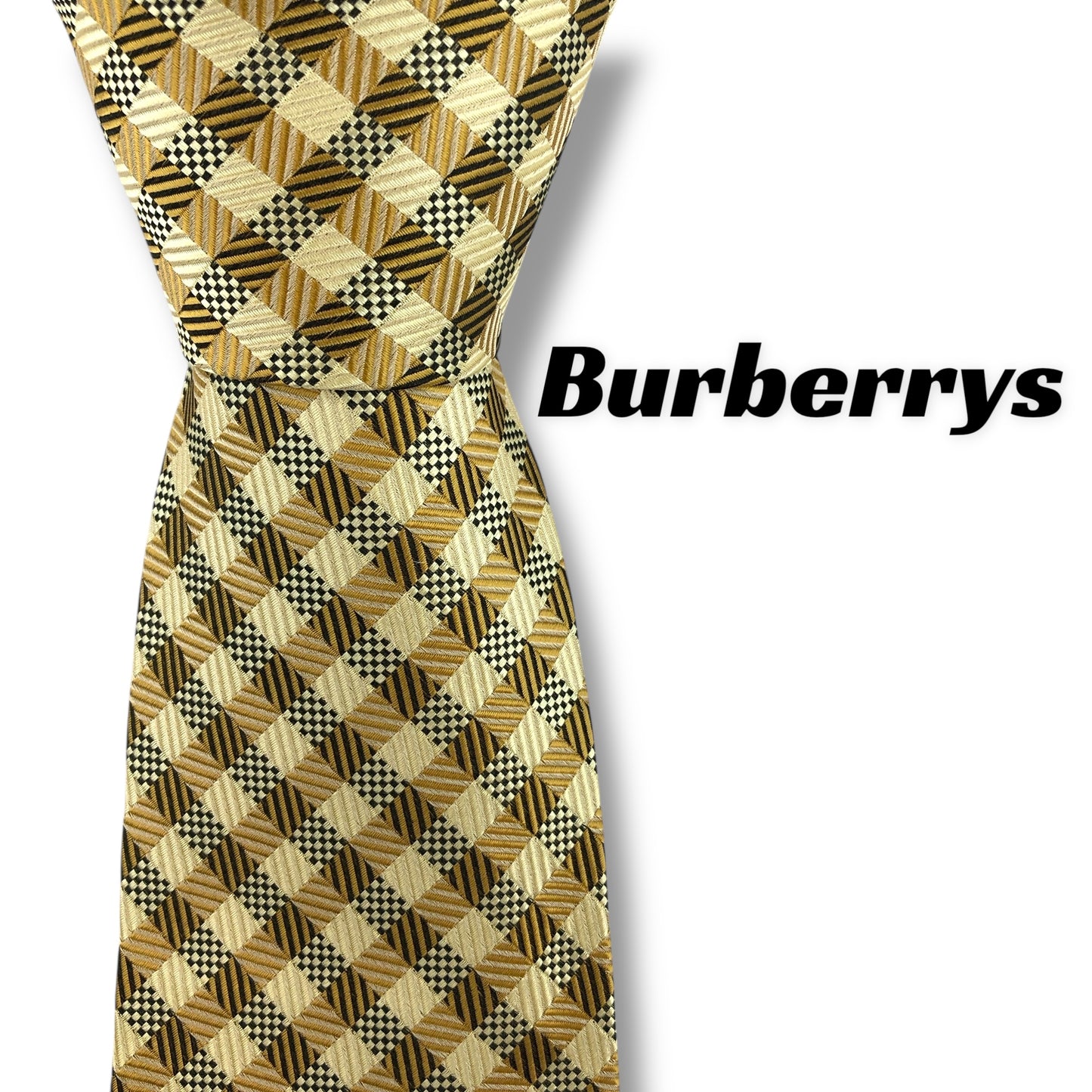 【7483】美品！バーバリー　ネクタイ　イエロー系　ゴールド系