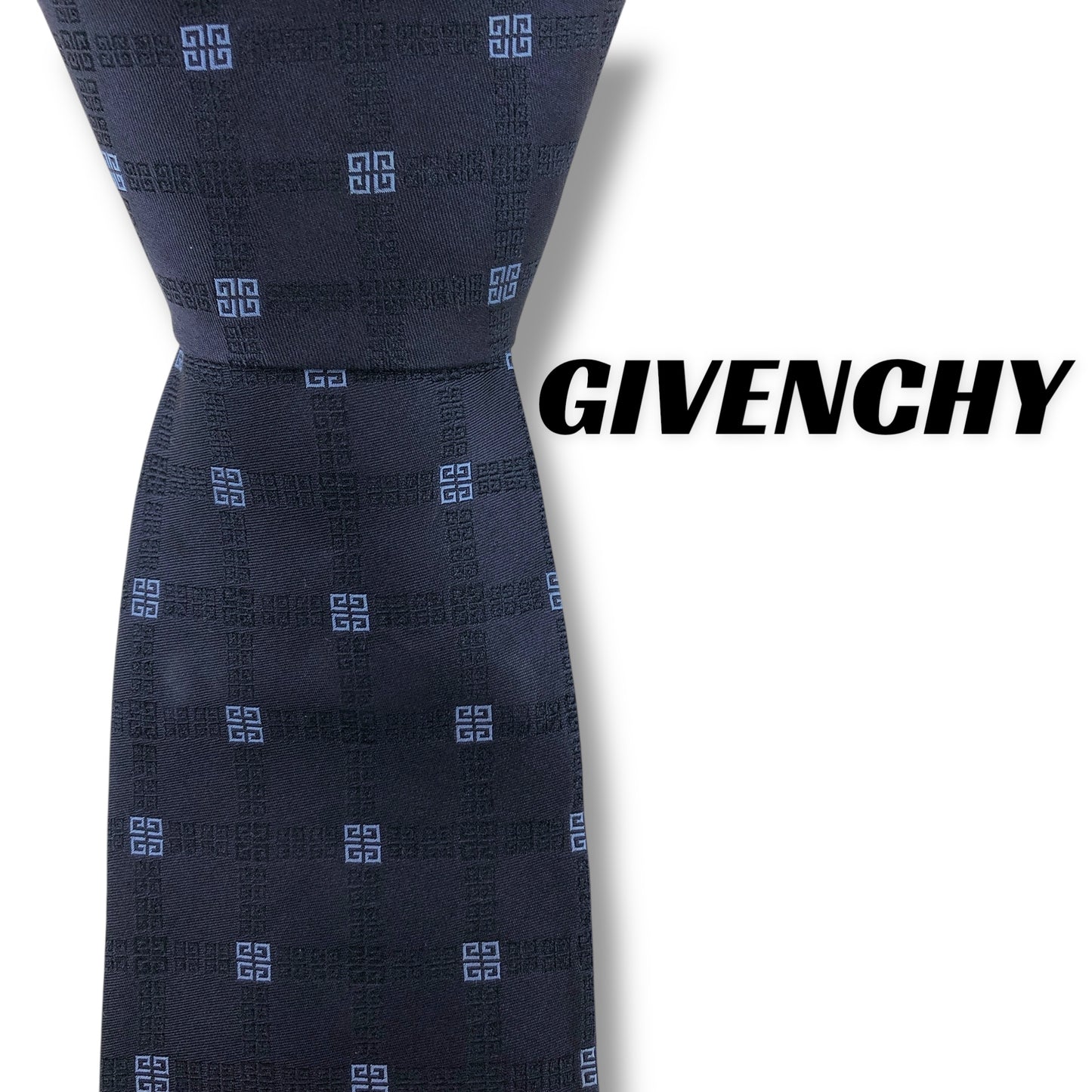 【7484】良品！ジバンシー　ネクタイ　ネイビー系　４G柄