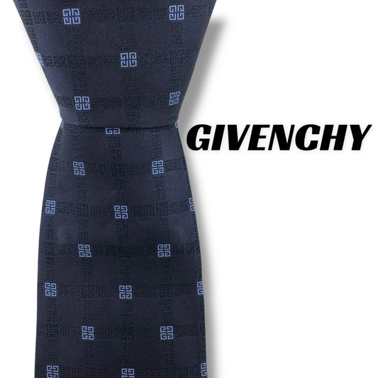 【7484】良品！ジバンシー　ネクタイ　ネイビー系　４G柄