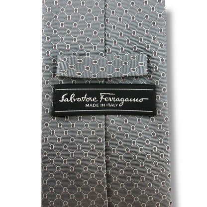 【7485】良品！サルヴァトーレフェラガモ　ネクタイ　グレー系　ガンチーニ柄