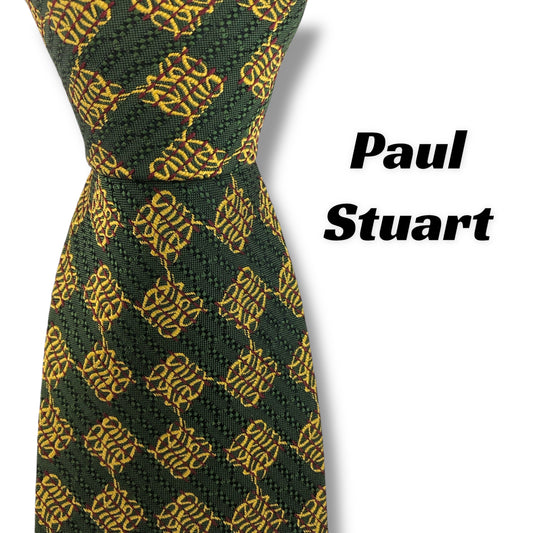 【7486】良品！ポールスチュアート　ネクタイ　グリーン系