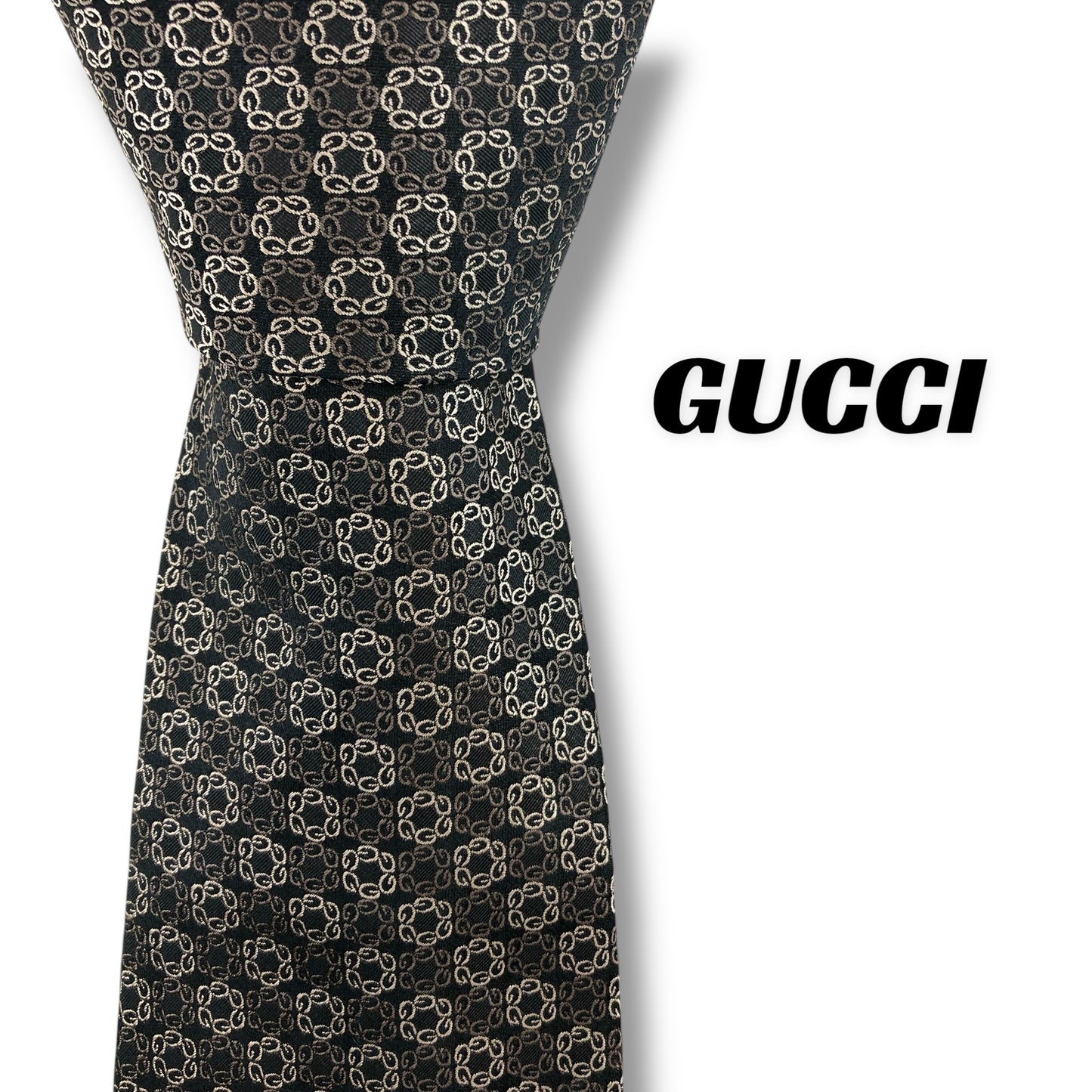 【7487】美品！グッチ　ネクタイ　ブラウン系　G柄