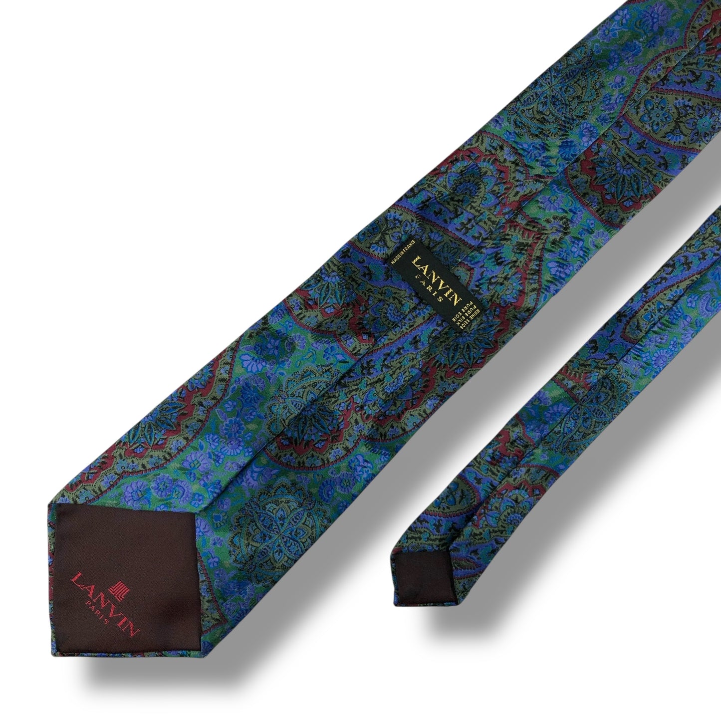 【7489】美品！ランバン　ネクタイ　ブルー系×グリーン系