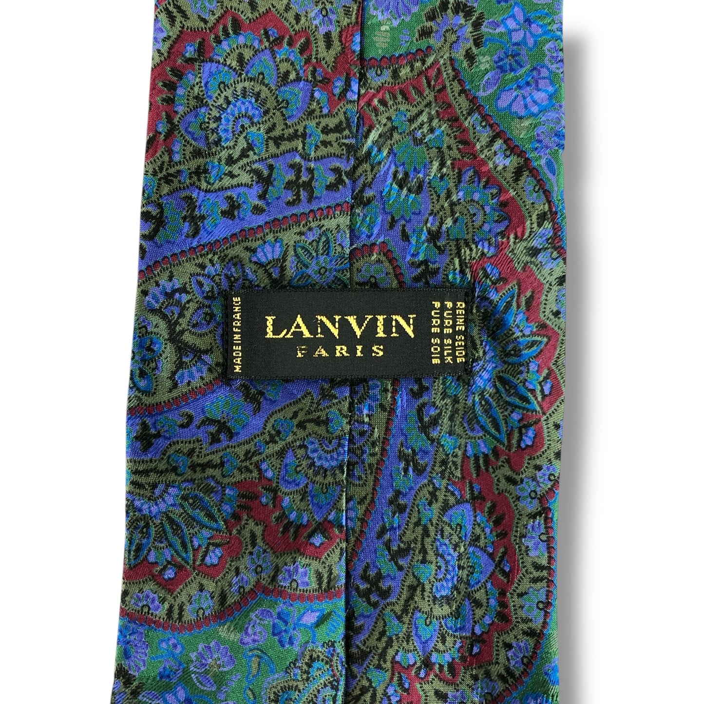 【7489】美品！ランバン　ネクタイ　ブルー系×グリーン系