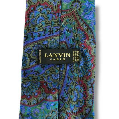 【7489】美品！ランバン　ネクタイ　ブルー系×グリーン系