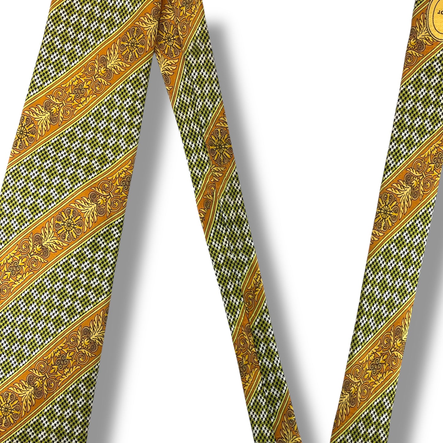 【7515】良品！クリスチャンディオール　ネクタイ　黄緑系　オレンジ系