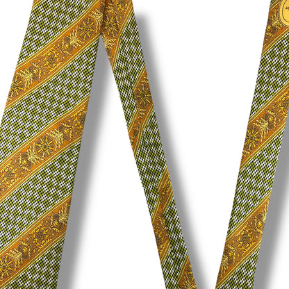 【7515】良品！クリスチャンディオール　ネクタイ　黄緑系　オレンジ系