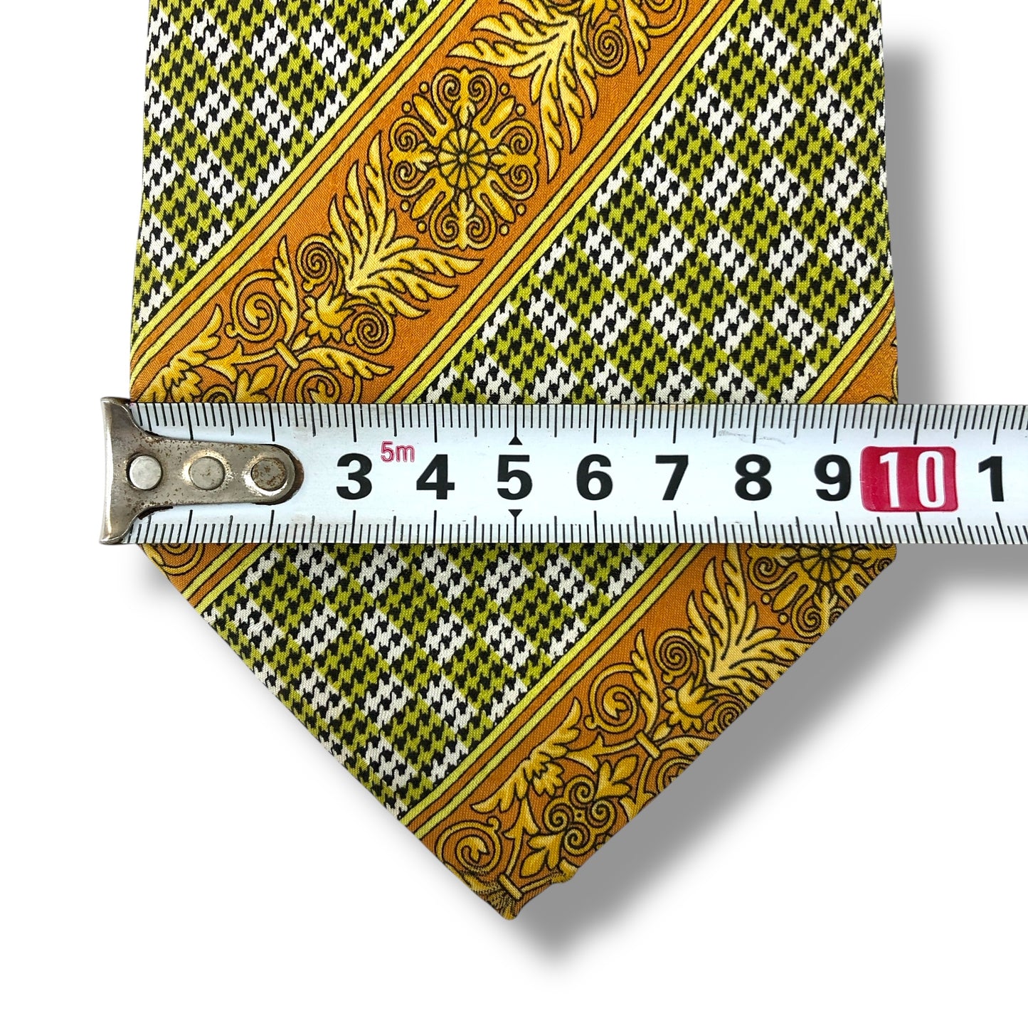 【7515】良品！クリスチャンディオール　ネクタイ　黄緑系　オレンジ系