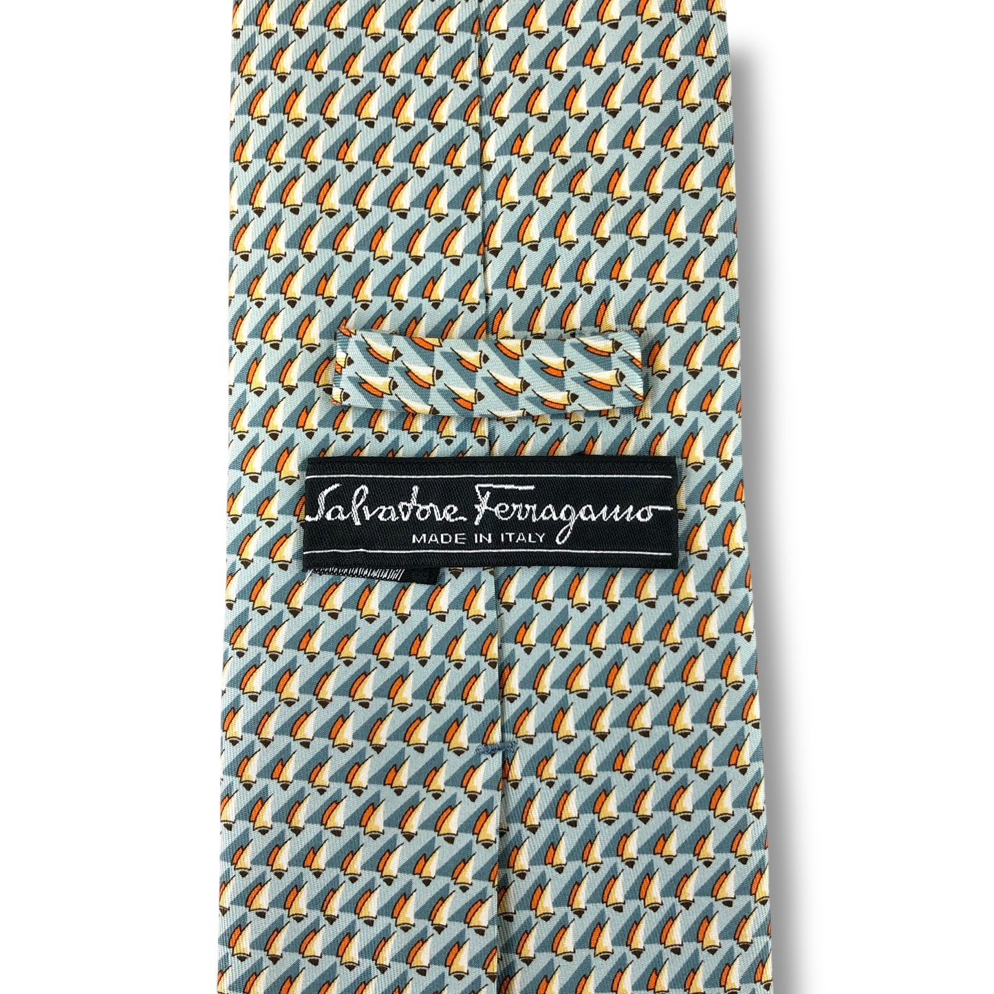 【7518】美品！サルヴァトーレフェラガモ　ネクタイ　ライトグリーン系