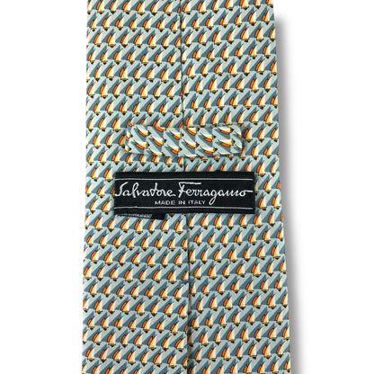 【7518】美品！サルヴァトーレフェラガモ　ネクタイ　ライトグリーン系