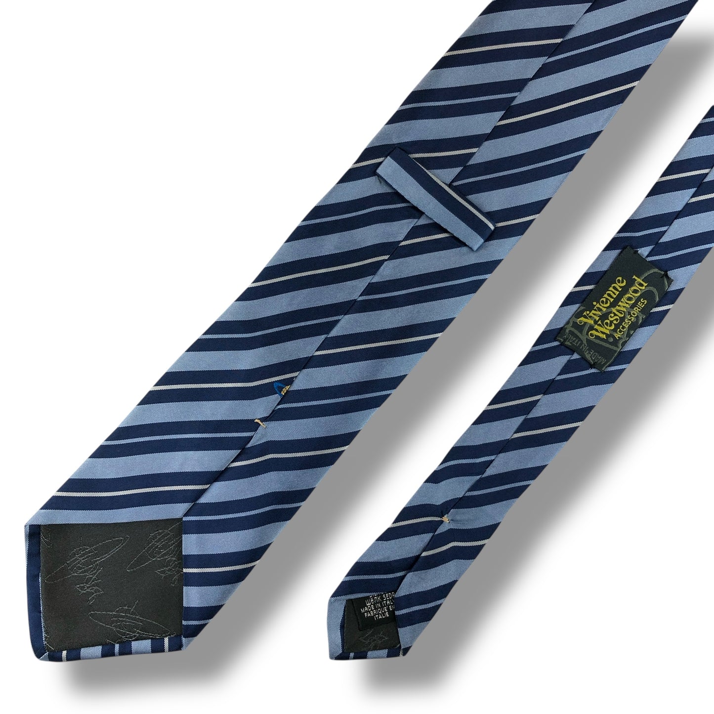 【7519】良品！ヴィヴィアン　ネクタイ　ブルー系　ストライプ柄