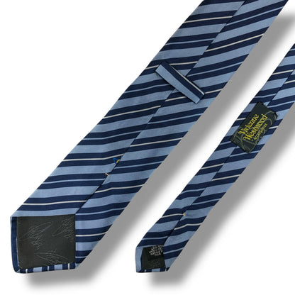 【7519】良品！ヴィヴィアン　ネクタイ　ブルー系　ストライプ柄