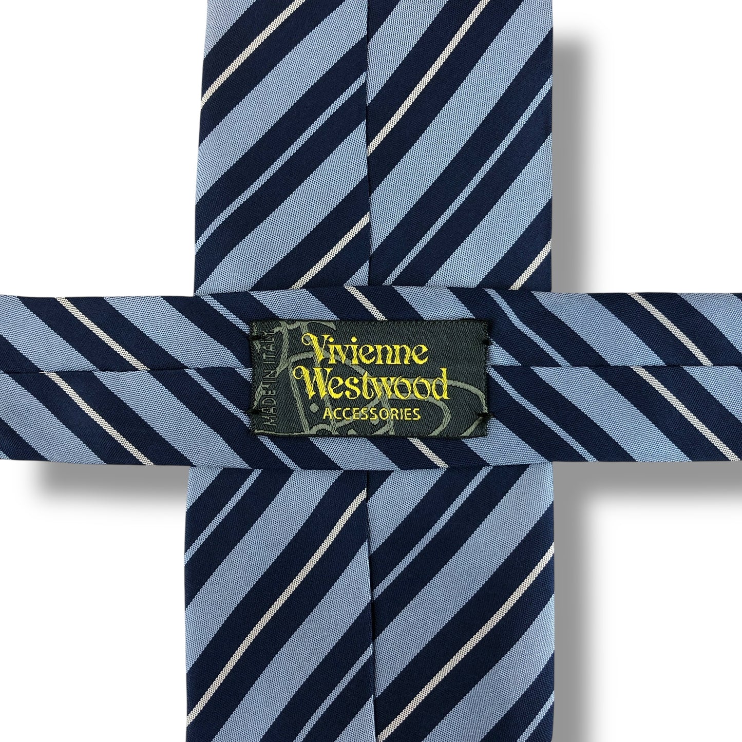 【7519】良品！ヴィヴィアン　ネクタイ　ブルー系　ストライプ柄