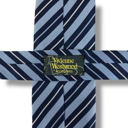 【7519】良品！ヴィヴィアン　ネクタイ　ブルー系　ストライプ柄
