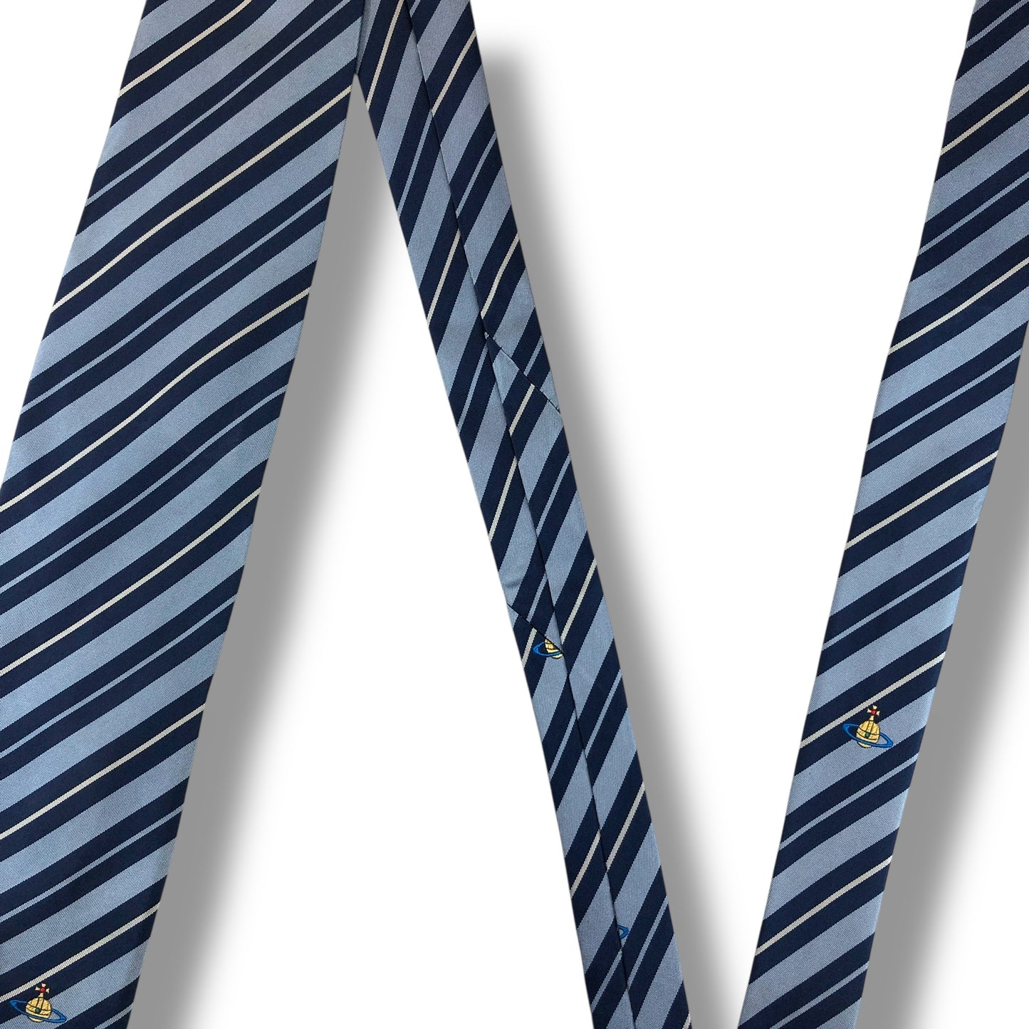 【7519】良品！ヴィヴィアン　ネクタイ　ブルー系　ストライプ柄