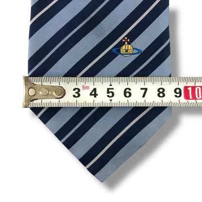 【7519】良品！ヴィヴィアン　ネクタイ　ブルー系　ストライプ柄