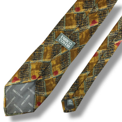 【7520】美品！エンリココベリ　ネクタイ　ブラウン系