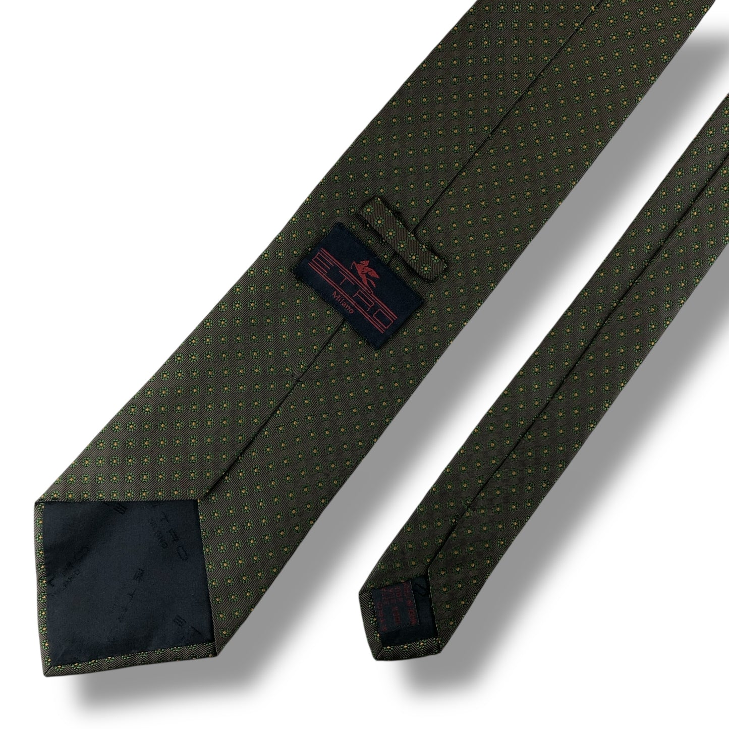 【7521】美品！エトロ　ネクタイ　グリーン系　花柄