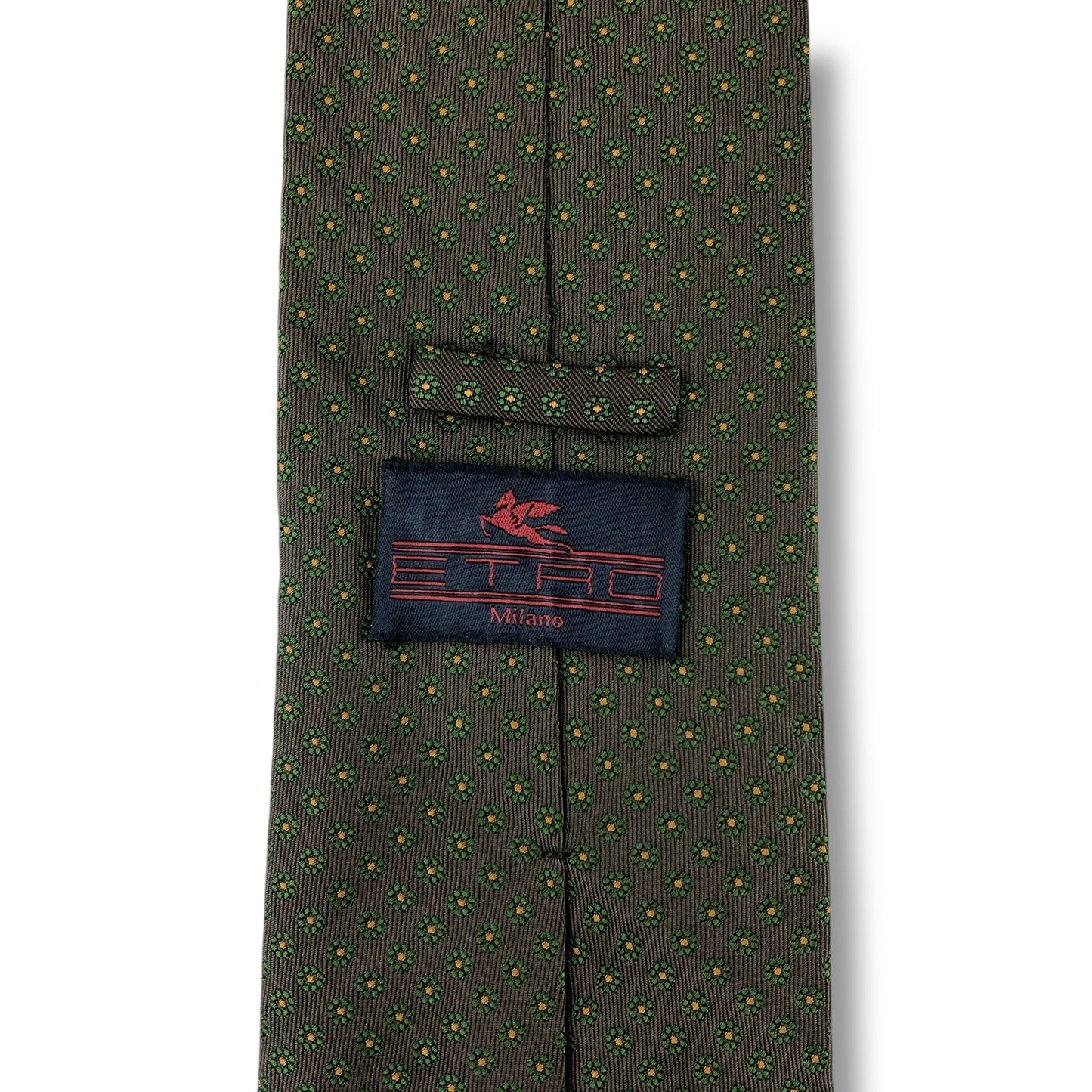 【7521】美品！エトロ　ネクタイ　グリーン系　花柄