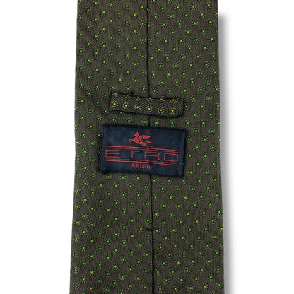 【7521】美品！エトロ　ネクタイ　グリーン系　花柄