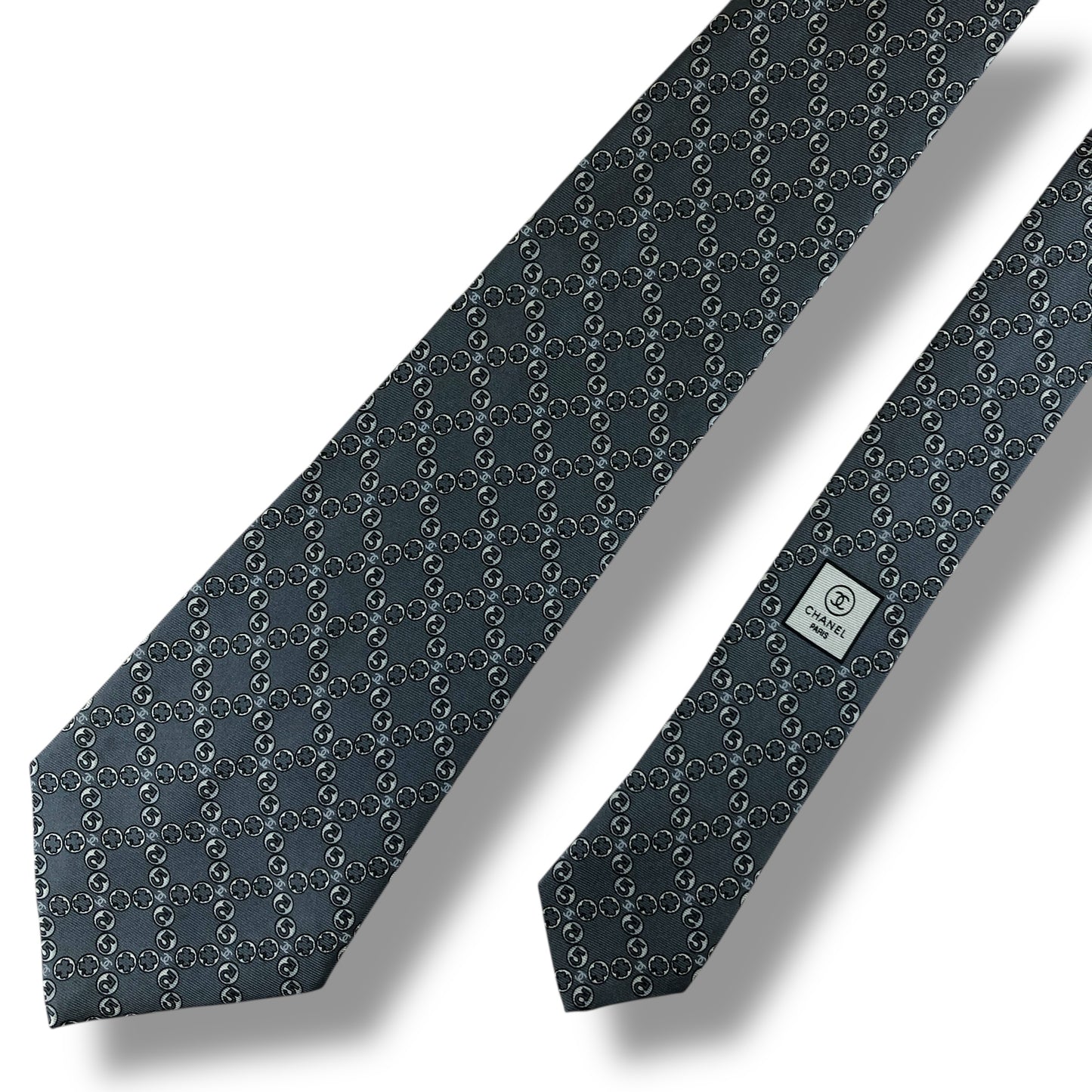 【7523】良品！シャネル　ネクタイ　グレー系