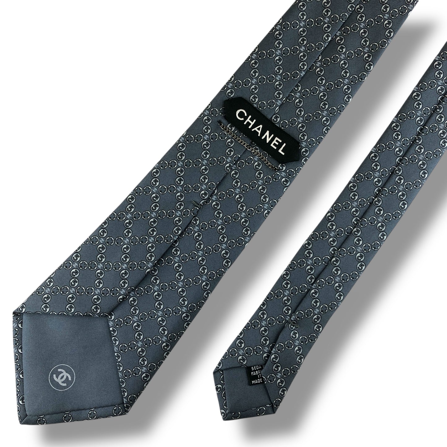 【7523】良品！シャネル　ネクタイ　グレー系