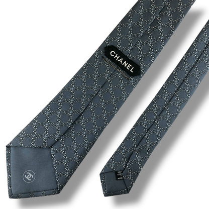 【7523】良品！シャネル　ネクタイ　グレー系