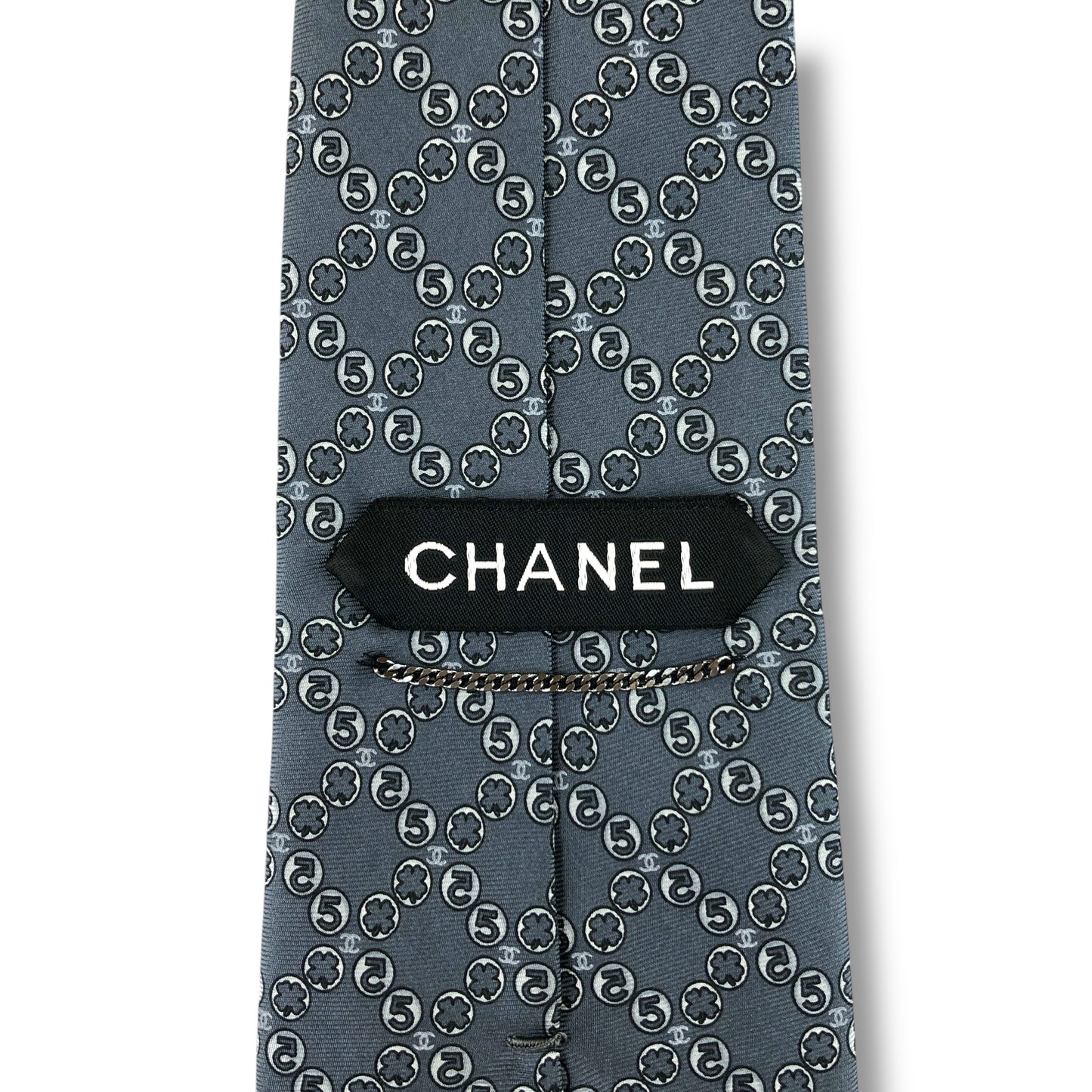 【7523】良品！シャネル　ネクタイ　グレー系