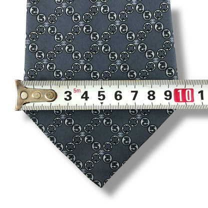 【7523】良品！シャネル　ネクタイ　グレー系