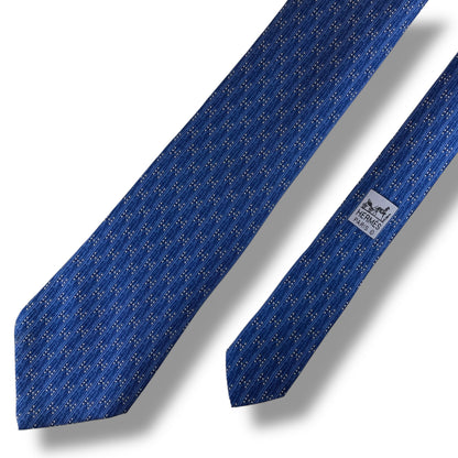 【7524】良品！エルメス　ネクタイ　ブルー系
