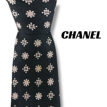 【7527】良品！シャネル　ネクタイ　ブラック系