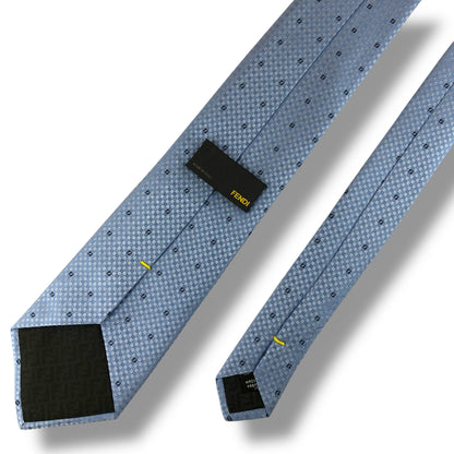 【7528】美品！フェンディ　ネクタイ　水色系 FF柄　