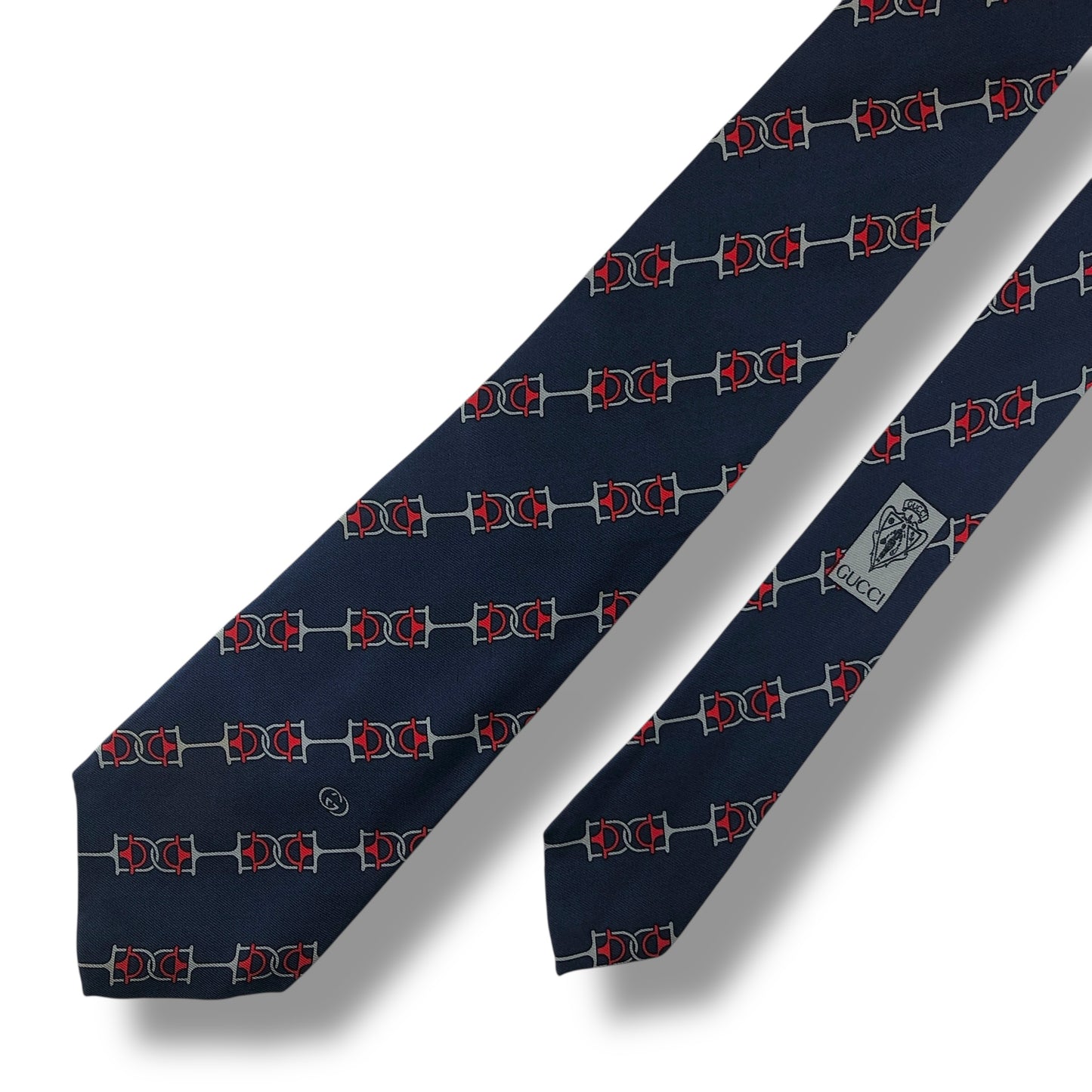 【7531】良品ー可品！グッチ　ネクタイ　ネイビー系